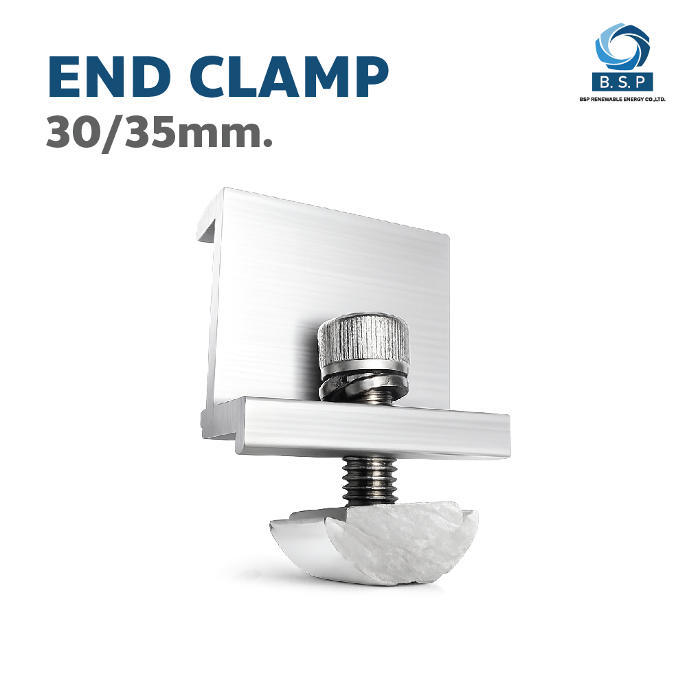 Mid Clamp และ End Clamp สำหรับติดตั้งแผงโซลาร์เซลล์บนหลังคาโรงงาน